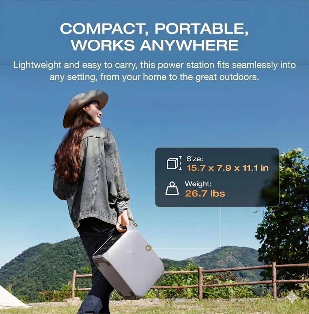 Unlimited Power Anywhere: Large Capacity + Solar Charging -Only $159!